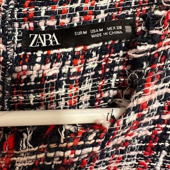 Zara organza tweed sheer puff sleeve raw hem bloggers favorite blouse - Picture 2 of 4